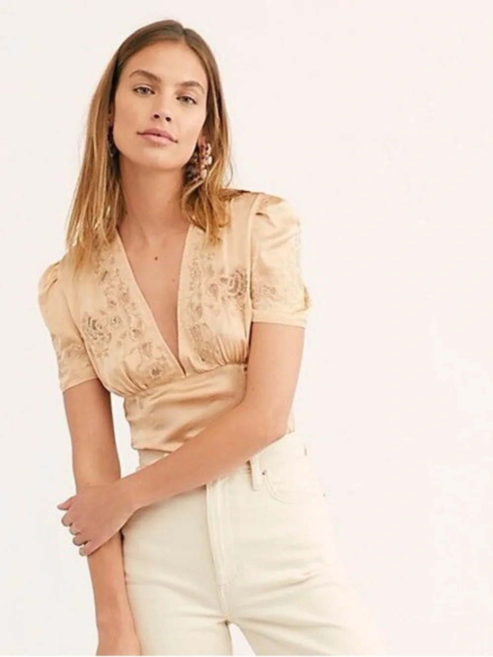 Free People Amor Amor Blouse, M, Blue